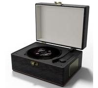 Vintage Leather CD Player - Portable CD Player with Built-in Speakers, Premium Sound Quality, Rechargeable Battery - Retro Bluetooth Music Player for Home, Office & Outdoor, BLACK