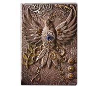 Vintage Leather Diary - Handmade Sketchbook Notebook, Embossed PhoenixCover | Hardcover Writing Pad Gift, Rustic Daily Journal Planner for Women Men Artists Students Authors Travel Memo Use