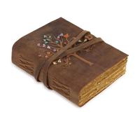 Vintage leather diary Tree of Life, handmade cotton paper, ideal as a travel notebook or diary notebook - 21 x 16 cm