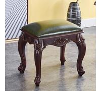 Vintage Leather Foot Stool Ottoman Wooden Carved Piano Bench Small Upholstered Footrest for Couch Living Room & Entryway Stylish & Functional Home Accent