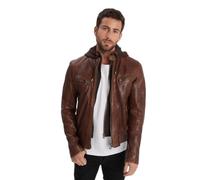 Vintage leather jacket Iron & Resin Bishop Hood Lamb Paolo Marron S