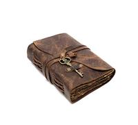 Vintage Leather Journal - Antique Handmade Deckle Edge Vintage Paper Leather Bound Journal - Book of Shadows Journal - Leather Sketchbook - Drawing Journal - Great Gift (Red Brown, 11.5"x8.25")
