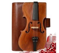 Vintage Leather Journal Violin Design A5 Refillable Notebook Planner