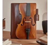 Vintage Leather Journal,Violin Leather Notebook,PU Leather Diary,Handmade Look Refillable Journal, 200 Pages A5 Lined Paper for Study Teacher College Journaling Recipe School Meeting (Brown)