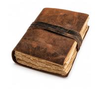 Vintage Leather Journal with Deckle Edge Paper - Antique Handmade Bound Notebook - Blank Spell Book of Shadows, Grimoire, Sketchbook & Diary for Men and Women - Rustic Brown (13 x 18 cm)