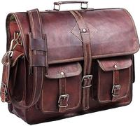 Vintage Leather Laptop Bag for Men Full Grain Large Leather Messenger bag for men 18 inches with rustic look Best leather briefcase