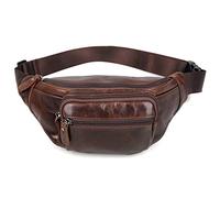 Vintage Leather Men's Waist Bag Leather Phone Bag Large Capacity Shoulder Bag Zipper Boss Waist Bag