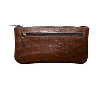 Vintage Leather Pencil Case Pouch, Pen Pouch for Work and University, for Men and Women Elegant & Practical Brown Leather Pencil Cases for Adults Perfect for Office (Vintage Brown) (Croco Brown)