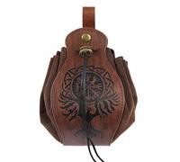 Vintage Leather Pouch Bag - Medieval Coin Purse & Jewelry Storage - Drawstring Belt Pouch - Small Gift Bag for Men, Women & Unisex