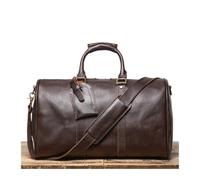 Vintage Leather Travel Tote Bag with A Roomy Interior That Easily Fits Your Essentials, Combining Style and Practicality for Travel Overnight Sports(Dark Coffee)