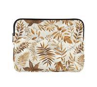 Vintage Leaves Gold Quilted Laptop Sleeve Lightweight Protection, Slim Padded Case for Notebooks and Ultrabooks, Large