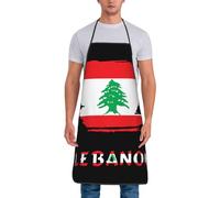 Vintage Lebanese Flag Unisex Bib Aprons Waterproof Chef Aprons Adjustable Kitchen Apron For Chef Bistro Kitchen