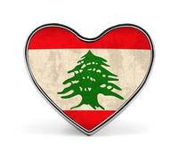 Vintage Lebanon Flag Heart Novelty Buttons & Pins Lightweight Alloy Lapel Badges Brooches Jewelry Gifts