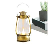 Vintage LED Camping Lantern with Flickering Flame Effect, Retro Style Portable Lantern with Handle, Battery Operated Outdoor Lights for , Patio, Garden & Power Outages