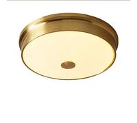 Vintage LED Ceiling Light Retro Brass Dimmable Tricolor Round Lamp with Glass Shade Elegant Lighting for Kitchen Island Bedroom Living Room Corridor Dining Room (18W Ø32cm)