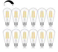 Vintage LED Edison Bulbs 60 Watt Equivalent Dimmable 7W ST58 LED Filament Light Bulbs Warm White 3000K Antique Style Lighting High Brightness 800LM E26 Medium Base Clear Glass for Home Office, 12 Pack