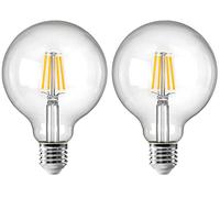 Vintage LED Filament Bulb G95 (φ95mm) 8W Dimmable Decorative Large Globe LED Filament Bulb, E27 Screw Base, Warm White 2200K, 70WEquivalent, 750lm, Pack of 2 (Transparent)