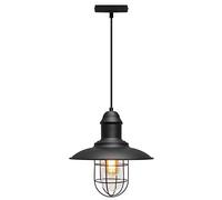 Vintage LED Industrial Nautical Fishermans Black Hanging Ceiling Lamp Shade Pendant Light with LED Edison Filament Bulb M0040 4WST58ES