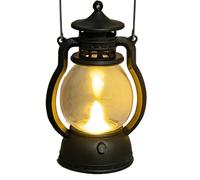 Vintage LED Lamp - Retro Oil Lantern Shape LED Lamp | Battery Powered Hangable Kerosene Retro Lantern, Flameless Camping Decoration Night Lantern for Nightstand, Desk, Table, Shelf