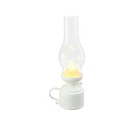 Vintage LED Oil Lamp - Swinging Flame Candle Light, Clear Chimney & Handle, Battery-Operated Night Light for Bedroom, Living Room & Table Décor, Warm Ambient Glow