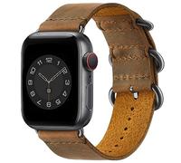 Vintage-Lederband, kompatibel mit Apple Watch Band 38 mm, 40 mm, 42 mm, 44 mm, echtes Leder, iWatch SE Serie 6/5/4/3/2/1 (braun+schwarzer Stecker, 44 mm)