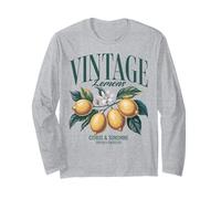 Vintage Lemon Print Women Men Chic Retro Fruit Lover Graphic Long Sleeve T-Shirt