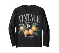 Vintage Lemon Print Women Men Chic Retro Fruit Lover Graphic Long Sleeve T-Shirt