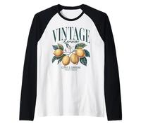 Vintage Lemon Print Women Men Chic Retro Fruit Lover Graphic Raglan Baseball Tee