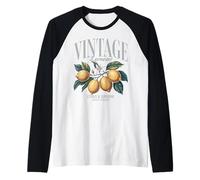 Vintage Lemon Print Women Men Chic Retro Fruit Lover Graphic Raglan Baseball Tee