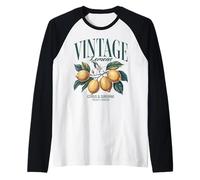 Vintage Lemon Print Women Men Chic Retro Fruit Lover Graphic Raglan Baseball Tee