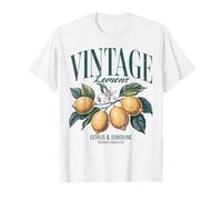 Vintage Lemon Print Women Men Chic Retro Fruit Lover Graphic T-Shirt