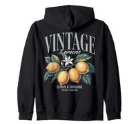 Vintage Lemon Print Women Men Chic Retro Fruit Lover Graphic Zip Hoodie