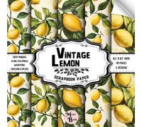 Vintage Lemon Scrapbook Paper: Double Sided Sheets | Fruit Pattern for Collage, Origami, Card Making, and Various DIY Craft Projects | 8.5" x 8.5" (21.59 x 21.59 cm)