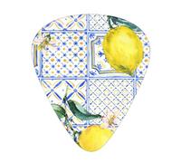 Vintage Lemon Summer Fruit Ethnic Blue,12 Pcs Guitar Pick,3 Different Thickness Plectrums for Acoustic Guitar Bass Ukulele (0.46mm 0.96mm 0.71mm)