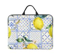 Vintage Lemon Summer Fruit Ethnic Blue, 14 Inch Laptop Sleeve, Notebook Bag Laptop Case Sleeve Briefcase with Handle