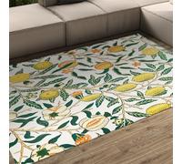 Vintage Lemon William Morris Rugs 120x180cm Living Room Large Botanical Non Slip Floor Carpet Nature Wilderness Painting Print Rug Low Pile Soft Area Rugs for Bedroom Kitchen Entryway Lounge Bedside