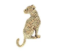 Vintage Leopard Brooch, Cheetah Animal Alloy Lapel & Collar Pin 4.5cm - Rhinestone Panther Goth Punk Jewellery for Men & Women, Suit, Coat & Bags Decoration (Gold)