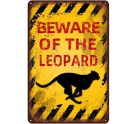 Vintage Leopard Metal Sign Beware of Leopard Aluminum Sign Funny Beware Animal Decor 12x8 Inch
