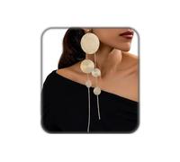 Vintage Leopard Print Long Tassel Chain Dangle Earrings for Women Golden Circular Disc Exaggerated Large Statement Earrings Sexy Cheetah Print Geometric Drop Earring Leopard Jewelry Accessories, L