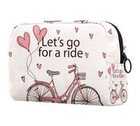 Vintage Let's Go for a Ride Bicycle Cosmetic Bag for Women, Travel Toiletries Bags Large Makeup Handy Pouch Organiser Bag with Zipper
