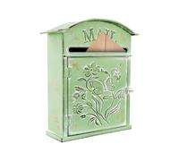 Vintage Letter Box, Wall Mounted Mailbox Green Metal Post Box for Outside MailMailbox,with Loackable Latch, Homes, Restaurants, Offices, And Posts Ornament,Letter Drop Size 7.7x0.6inch