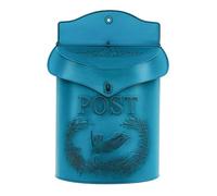 Vintage Letter Box Wall Mounted Postbox Traditional Post Mailbox Post Letterbox for Home Classic Mail Boxes with Lift-Up Lid, 40×24 cm Decorative Outdoor for Porch/Garden Gate/Front Door (Blue)