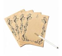 Vintage Letter Papers 20Sheets Luxury Elegant Vintage Retro Cute Design Writing Stationery Paper Pad Letter Creative Bronzing Wreath Paper Letter(Wooden-Color)