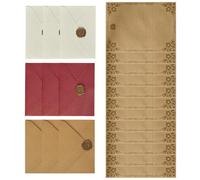 Vintage Letter Writing Paper and Envelope Set with Wax Seals 48pcs | Kraft Paper, Linen Texture, Smooth Writing Surface, Wedding and Birthday Use, Textured Finish