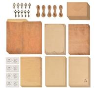 Vintage Letter Writing Paper and Envelopes Set 130PCS, Vintage Stationary Paper - 40 Sheets A5 Letter Papers Vintage, 20 Kraft Envelope, 10 Waterproof Envelope, 20 Retro Keys, 20 Hemp Rope,20 Stickers