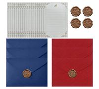 Vintage Letter Writing Paper Set with Envelopes and Wax Seal Stickers, White Stationery with Gold Floral Border and Deer Design, 18 Papers, 6 Envelopes, 6 Seals