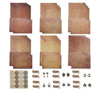Vintage Letter Writing Set, 61 Pcs Vintage Writing Paper and Envelopes, Vintage Kraft Paper Envelopes Writings Paper and Envelopes Set for Love Letters Weddings Birthdays(Brown)