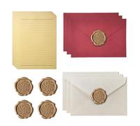 Vintage Letter Writing Set Paper with 6 Envelopes 10 Kraft Letter Sheets 6 Envelopes 3 Dark Red 3 Off White 6 Wax Seal Stickers Rustic Stationery for Wedding Invites Birthday Cards Love Letters Gifts