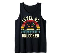 Vintage Level 25 Unlocked Funny Video Gamer 25th Birthday Tank Top