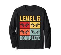 Vintage Level 6 Complete Gamer 6 Years Wedding Anniversary Long Sleeve T-Shirt